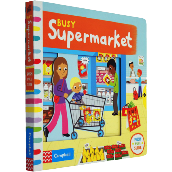busy系列 英文原版启蒙 Busy Supermarket 纸板 机关 操作 活动书