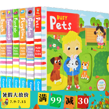 Busy系列 英文原版绘本 Busy Pets 儿童启蒙纸板机关操作活动书6册 儿童娱乐启蒙