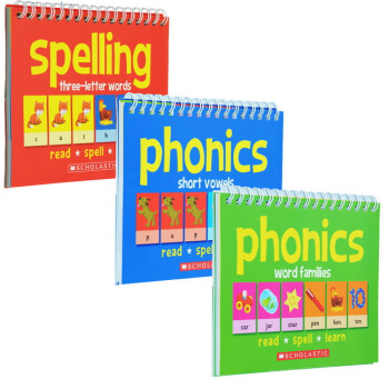 英文原版 Scholastic Flipover Phonics 自然發音 翻翻學習字卡組 3本