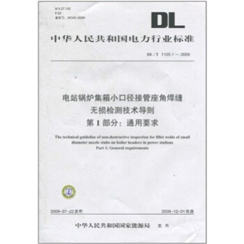 电站锅炉集箱小口径接管座角焊缝无损检测技术导则（DL/T 1105.1·2009·第1部分）：通用要求 pdf epub mobi 下载