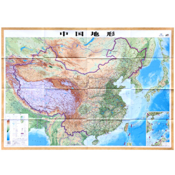 中國地形圖 中國地圖1.1米X0.8米地圖掛圖 地勢地貌一目瞭然