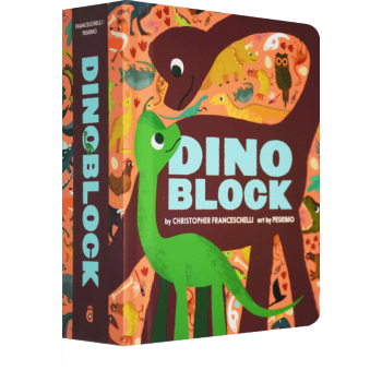 Dinoblock 創意恐龍造型紙闆書 兒童色彩趣味認知精裝 鏤空設計異型書 英文原版