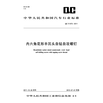 内六角花形半沉头自钻自攻螺钉 QC/T 873-2011 pdf epub mobi 下载