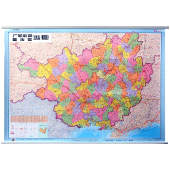 广西地图挂图 广西政区图 覆膜挂杆 带公路里程 1.1米*0.8米 按县区分颜色 pdf epub mobi 电子书 下载