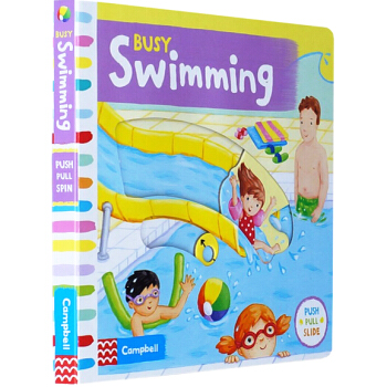 busy系列 英文原版启蒙 Busy Swimming 纸板 机关 操作 活动 书