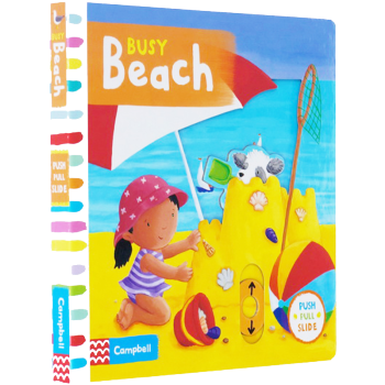 Busy系列 英文原版启蒙 Busy Beach 纸板 机关 操作 活动 书