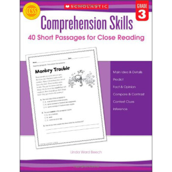 Comprehension Skills: 40 Short Passages for Close Reading， Grade 3 英文原版 [平装] [8岁及以上] pdf epub mobi 下载