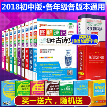 现货2018pass绿卡图解速记初中全套语文数学英语物理化学生物地理历史政治知识重点大全集 pdf epub mobi 下载