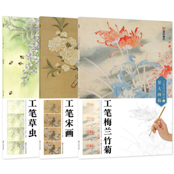 官方正品版 墨點國畫入門教程工筆技法解析與原大畫稿 工筆宋畫人物畫花鳥畫山水畫白描底稿初學