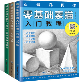 零基礎素描入門教程書共3本 石膏幾何體/人物頭像/靜物組閤 素描書入門新手自學畫畫幾何靜物 pdf epub mobi 下载
