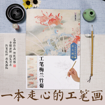 国画书籍墨点美术初学者手绘画铅笔工笔画教程书工笔技法解析与原大画稿工笔梅兰竹菊宋画牡丹荷花山水画册教 pdf epub mobi 电子书 下载
