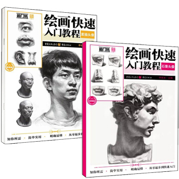 繪畫快速入門教程--素描頭像+石膏頭像 全兩冊 素描(石膏幾何體石膏人像靜物人物頭像) 李傢友主編
