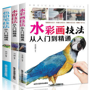 全三冊 水彩畫技法從入門到精通+水粉技巧從入門到精通+色鉛筆技法從入門到精 自學零基礎書籍書速寫書暢