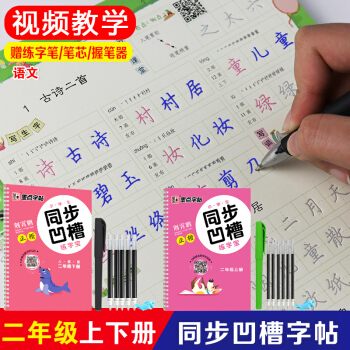墨点字帖 小学生同步凹槽练字宝二年级上下册 共2本 荆霄鹏 正楷 小学2年级语文同步练字硬笔铅笔钢笔 pdf epub mobi 下载