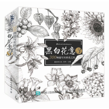 全新正版 黑白花意3-300例超写实的花之绘 冯坤