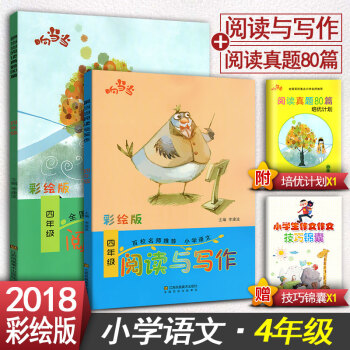 2018响阅读与写作4四年级+阅读真题80篇四年级2本套装 全国通用版小学语文阶梯阅读同步阅读训练彩
